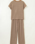 Stripe Crew Neck Tee and Drawstring Pants Set