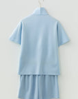 Solid Half Zip Sweatshirt and Shorts Set