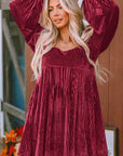 Velvet Tie-Back Square Neck Babydoll Dress