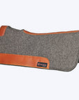 Western Wool Felt Horse Saddle Pad Grey W/ Tan Cowhide Leather