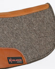 Western Wool Felt Horse Saddle Pad Grey W/ Tan Cowhide Leather