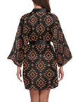 Brown Black Aztec Women's Lounge Kimono Robe