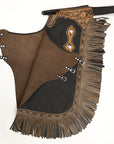 Hilason Western Bull Riding Chinks Chaps Adult Pro Rodeo Bronc Genuine Leather