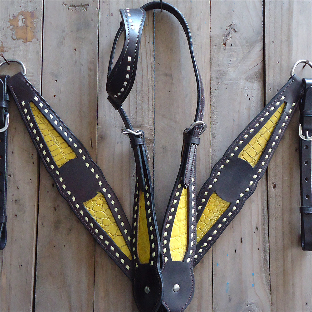 HILASON Western Genuine American Leather Horse Headstall &amp; Breast Collar Set