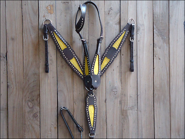 HILASON Western Genuine American Leather Horse Headstall &amp; Breast Collar Set