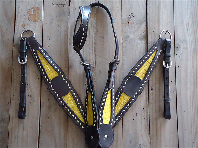 HILASON Western Genuine American Leather Horse Headstall &amp; Breast Collar Set