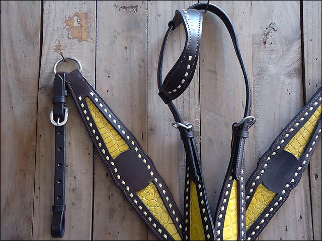 HILASON Western Genuine American Leather Horse Headstall &amp; Breast Collar Set