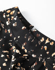 Leopard Lantern Sleeve Pleated Blouse