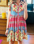 Dior Floral Mixed Pattern Buttoned Dress
