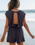 Frances Open Back Cap Sleeve Drawstring Romper