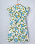 Floral Ruffle Short Sleeve V-Neck Mini Dress