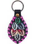 Hand Tooled Leather Key Chain Ring Handcraft Handmade Hilason