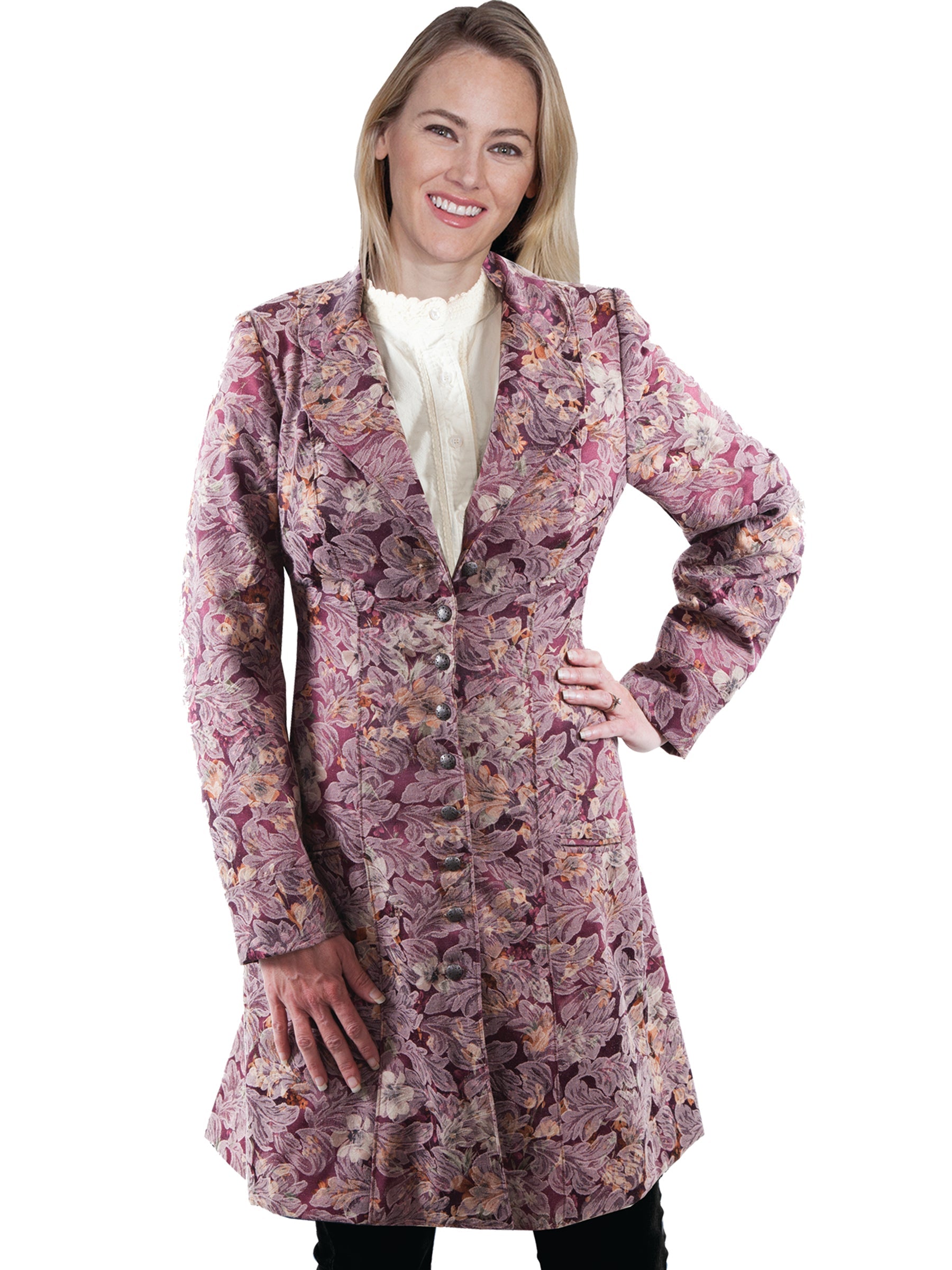 Berry Jacquard Print Frock Coat - 721279