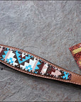 HILASON Western Horse Genuine Leather Headstall & Breast Collar Set Geometry