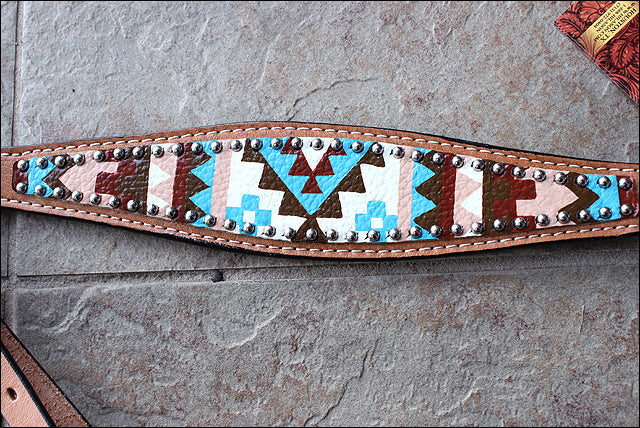 HILASON Western Horse Genuine Leather Headstall &amp; Breast Collar Set Geometry