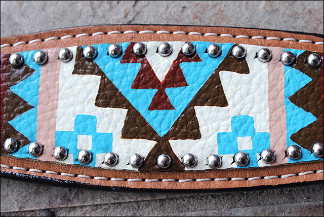 HILASON Western Horse Genuine Leather Headstall &amp; Breast Collar Set Geometry