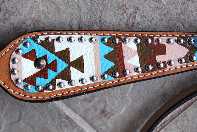 HILASON Western Horse Genuine Leather Headstall &amp; Breast Collar Set Geometry