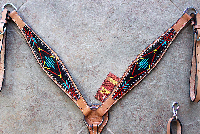 HILASON Western Horse Genuine Leather Headstall &amp; Breast Collar Set Tan