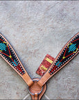 HILASON Western Horse Leather Headstall and Breast Collar Set Tan| Headstall Bridle for Horses Western | Horse Headstall Bridle | Western Headstalls Bridle for Horses
