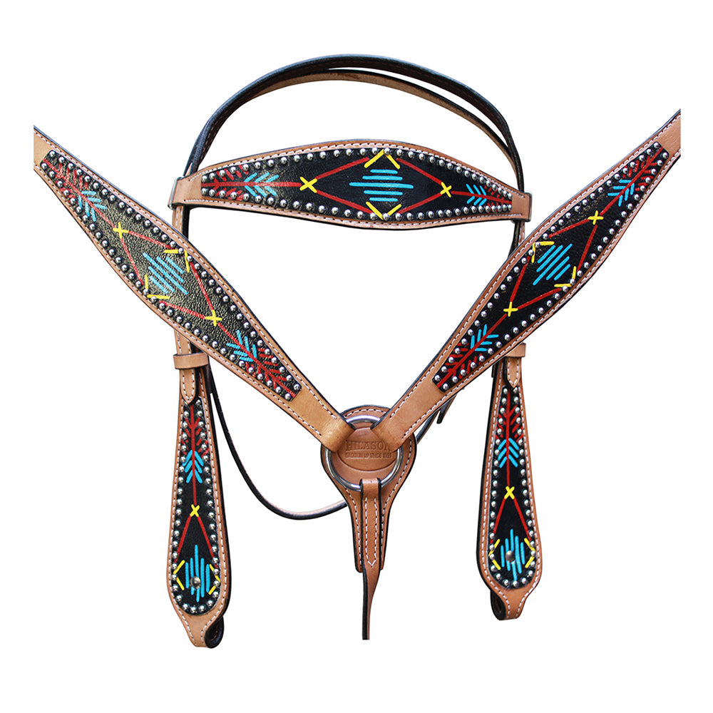 HILASON Western Horse Genuine Leather Headstall &amp; Breast Collar Set Tan