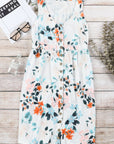 Floral Sleeveless Button Up Waist Mini Dress