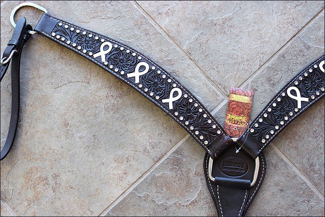Hilason Western Horse Headstall &amp; Breast Collar American Leather Black