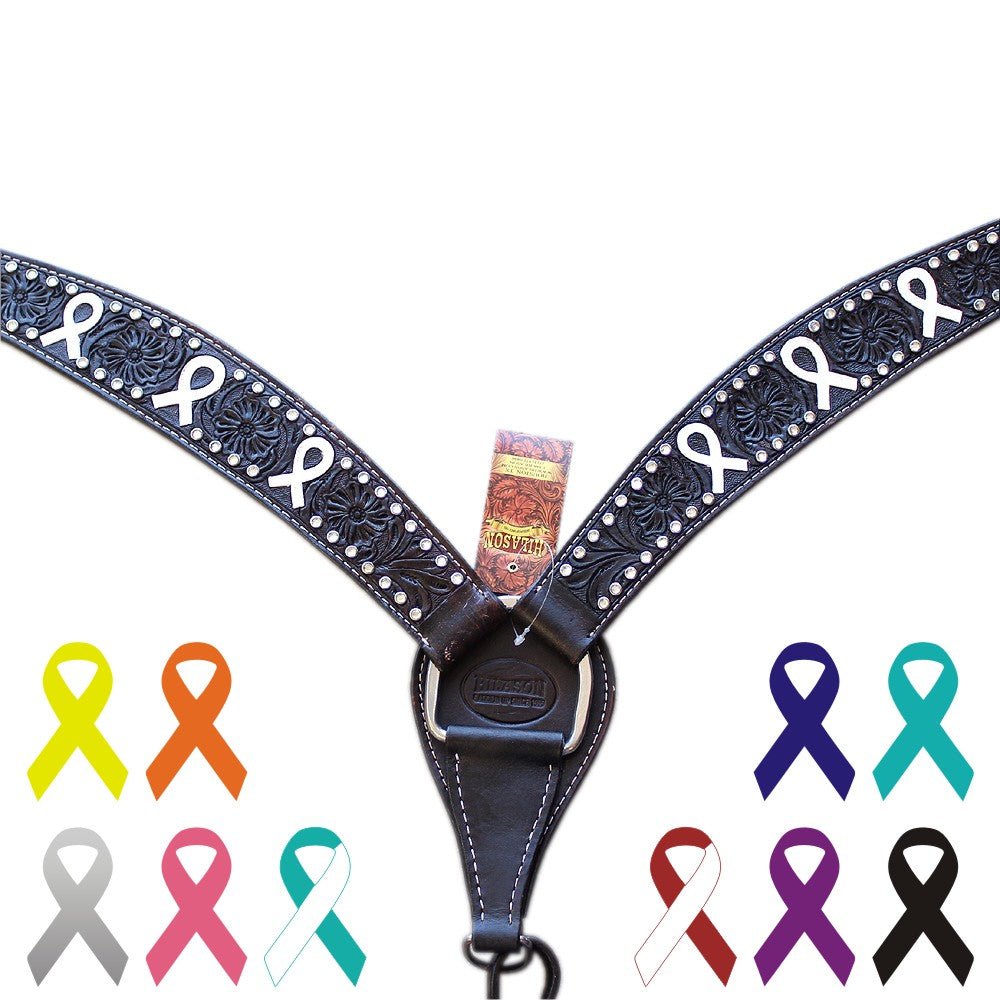 Hilason Western Horse Headstall &amp; Breast Collar American Leather Black