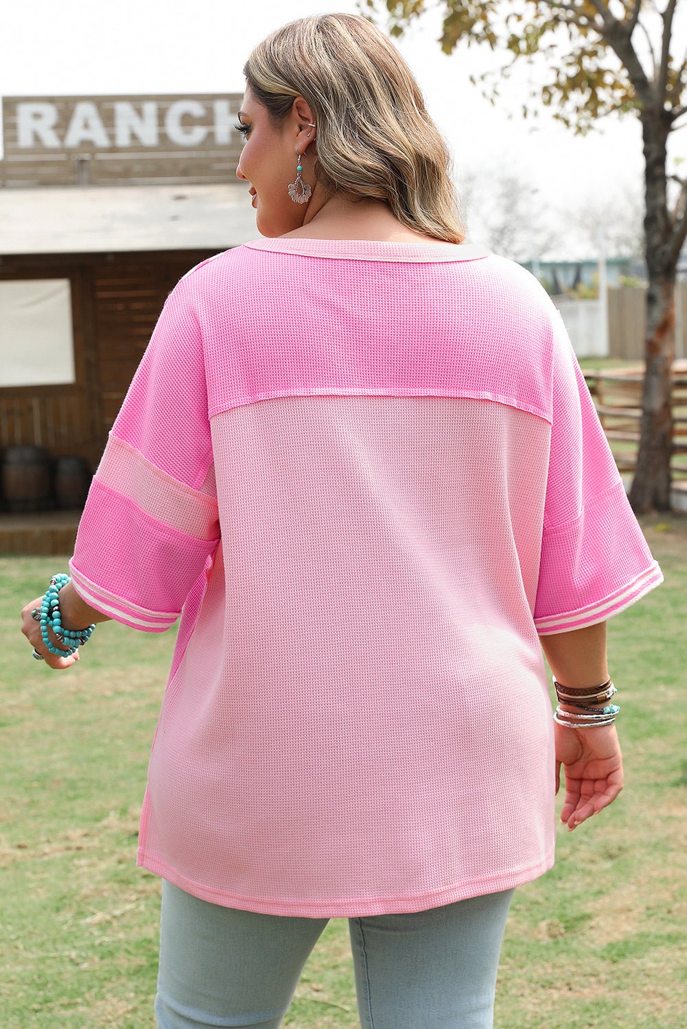 Reagan Plus Size Stripe Patchwork Top
