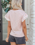 Amanda Ruffled Short Sleeve Blouse