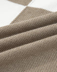 Checker Open Front Drop Shoulder Cardigan