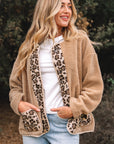 Leopard Plush Pocketed Jacket