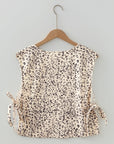 Leopard Side Tie Sleeveless Top