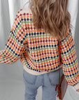 Multicolour Dotty Striped Pattern Knit Drop Shoulder Sweater