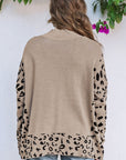 Sarai Leopard High Neck Side Slit Oversized Sweater
