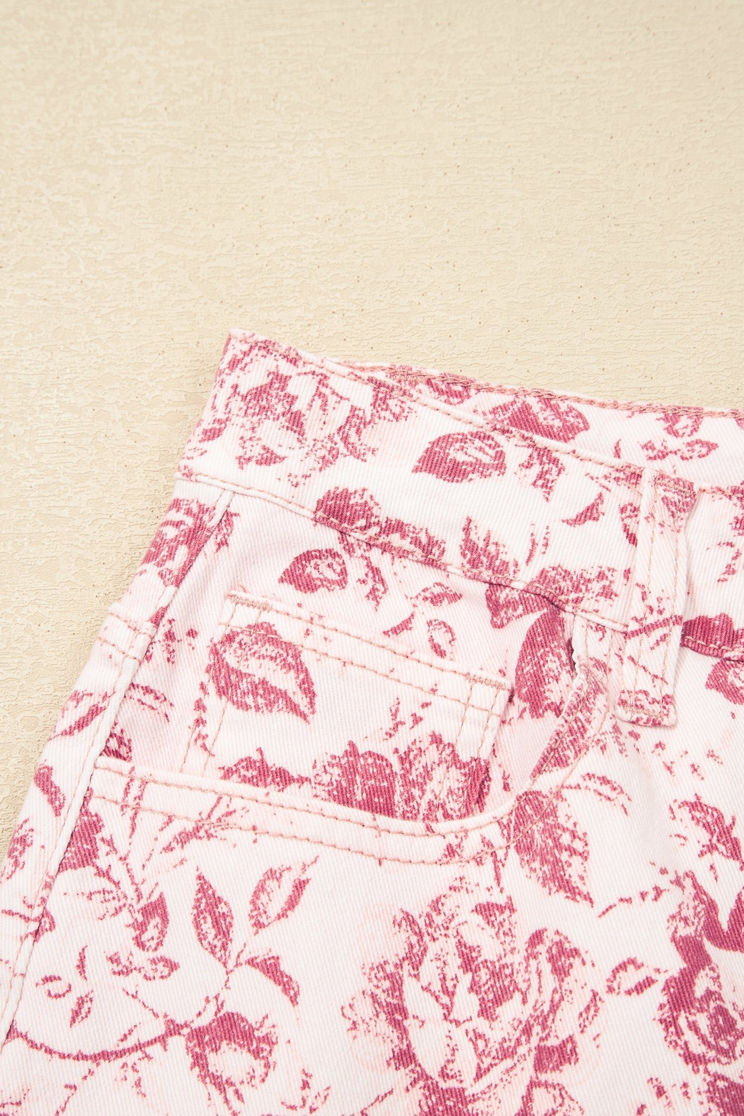 Floral Denim High Waist Pants
