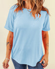 Solid Short Sleeve Crew Neck Tee