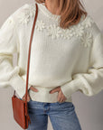 Rheakara Textured Puff Sleeve Sweater