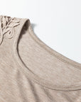 Solid Lace Embroidered Patch Short Sleeve Tee