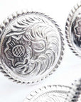Hilason Silver Plated Flroal Round Concho Screw Saddle Headstall