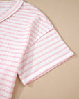 Plus Size Stripe Patchwork V-Neck T-Shirt