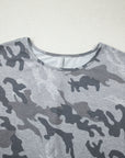 Camo Short Sleeve Round Neck T-Shirt