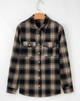 Plaid Double Flap Pocket Brushed Shacket