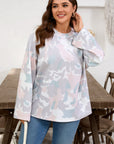 Plus Size Camo Drop Shoulder Pullover Top