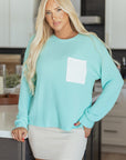 Willa Texture Contrast Patched Long Sleeve Top