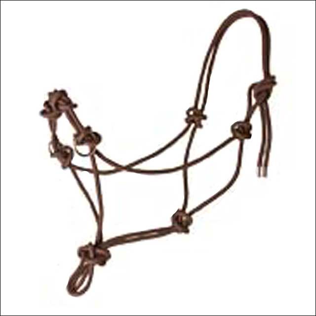 Hilason Western Tack Side Pull Horse Rope Halter Black W/ Nickle Plated Ring
