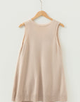 Solid Ribbed Trim Deep V-Neck Sleeveless Tunic Sweater