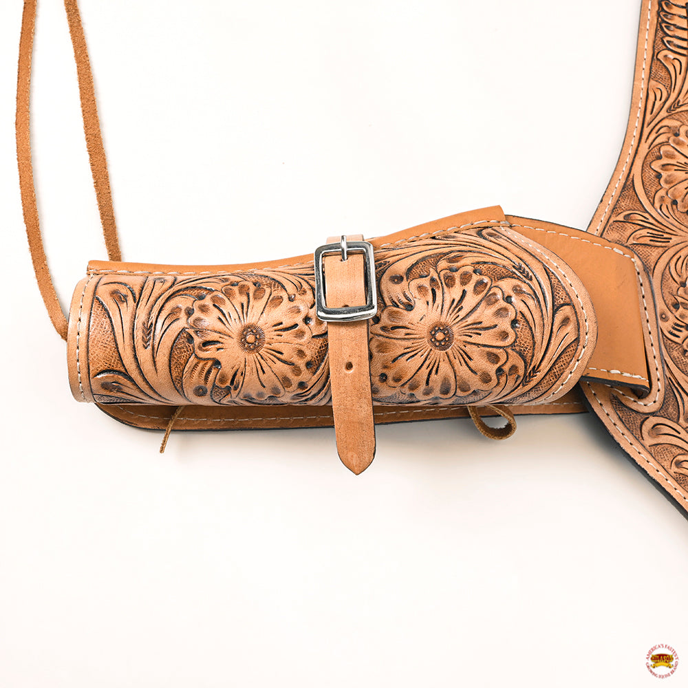 40 In Hilason Western Right Hand Gun Holster Rig 44/45 Cal Leather Cowboy