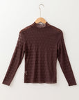Ruth Sheer Mesh Patterned Lettuce Trim Top