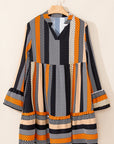 Stripe Polka Dot Ruffle Hem Mini Dress