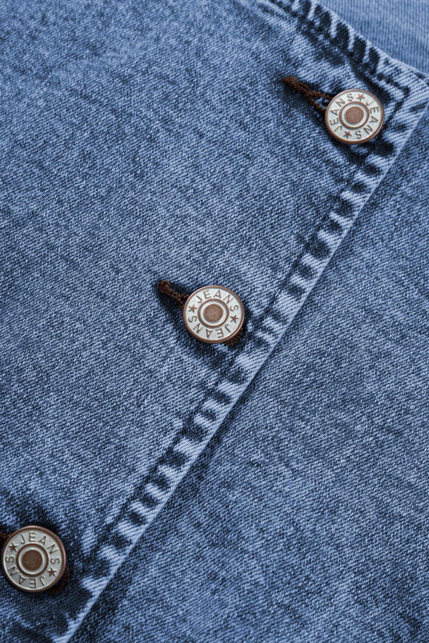 Western Denim Button Front Slit Sleeveless Vest